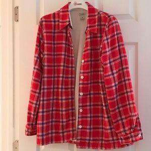 L.L. Bean fleece lined plaid flannel shirt